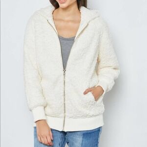 Forever 21 oversized white‎ chunky teddy jacket S